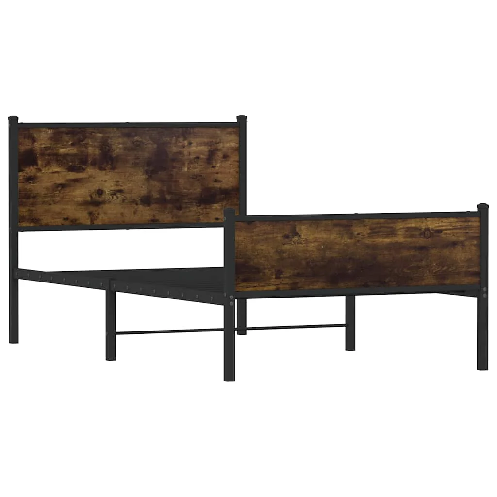sengeramme uden madras 107x203 cm metal røget egetræsfarve - Image 3