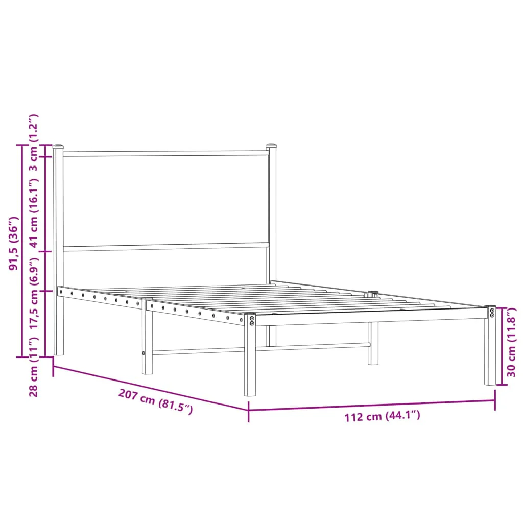sengeramme uden madras 107x203 cm metal sonoma-eg - Image 9