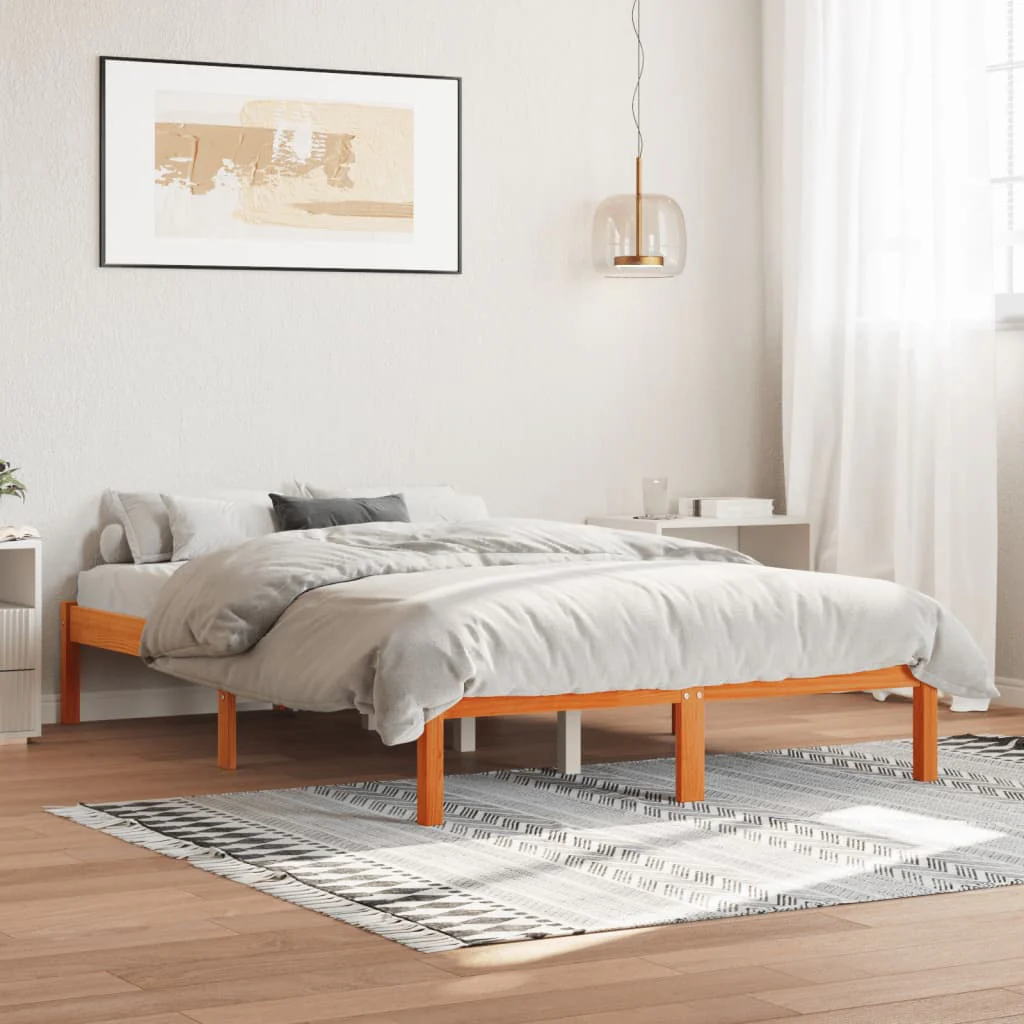 sengeramme uden madras 120x190 cm massivt fyrretræ gyldenbrun