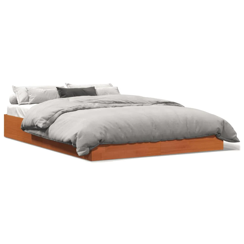 sengeramme uden madras 120x190 cm massivt fyrretræ gyldenbrun - Image 2