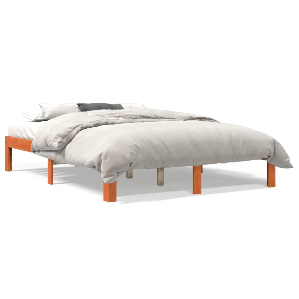 sengeramme uden madras 120x190 cm massivt fyrretræ gyldenbrun - Image 2