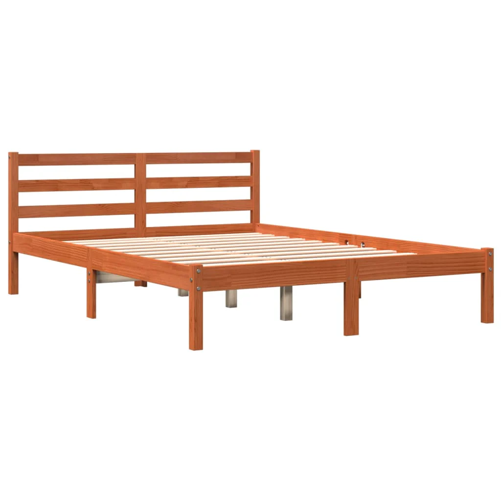 sengeramme uden madras 120x190 cm massivt fyrretræ gyldenbrun - Image 3