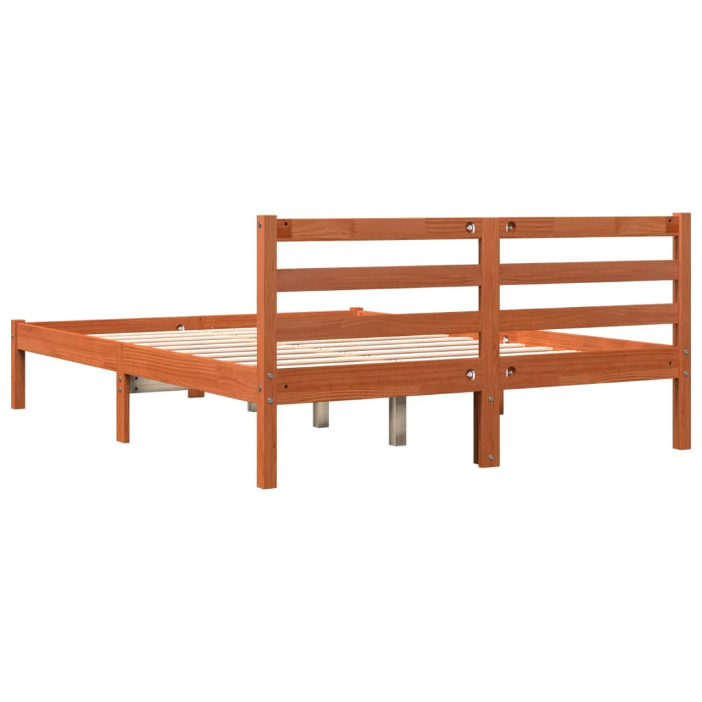 sengeramme uden madras 120x190 cm massivt fyrretræ gyldenbrun - Image 6