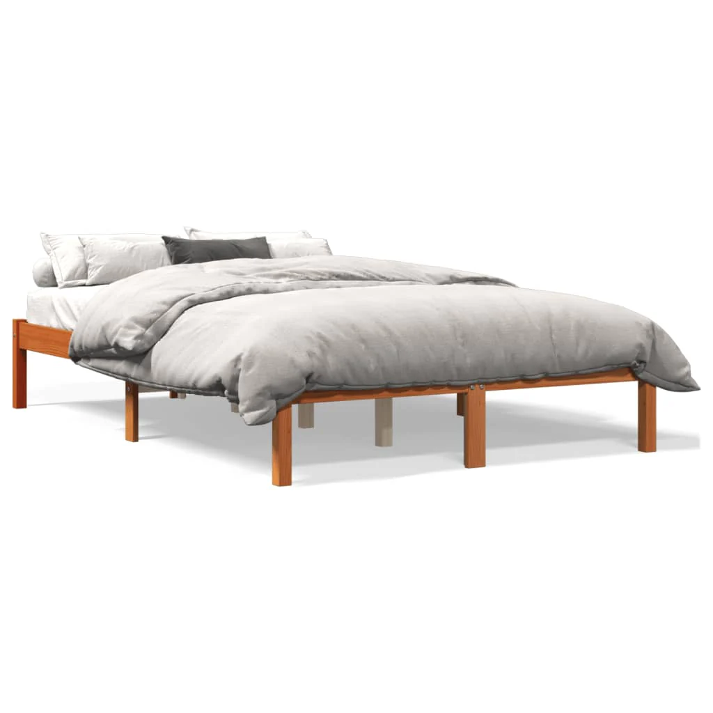 sengeramme uden madras 120x200 cm massivt fyrretræ gyldenbrun - Image 2