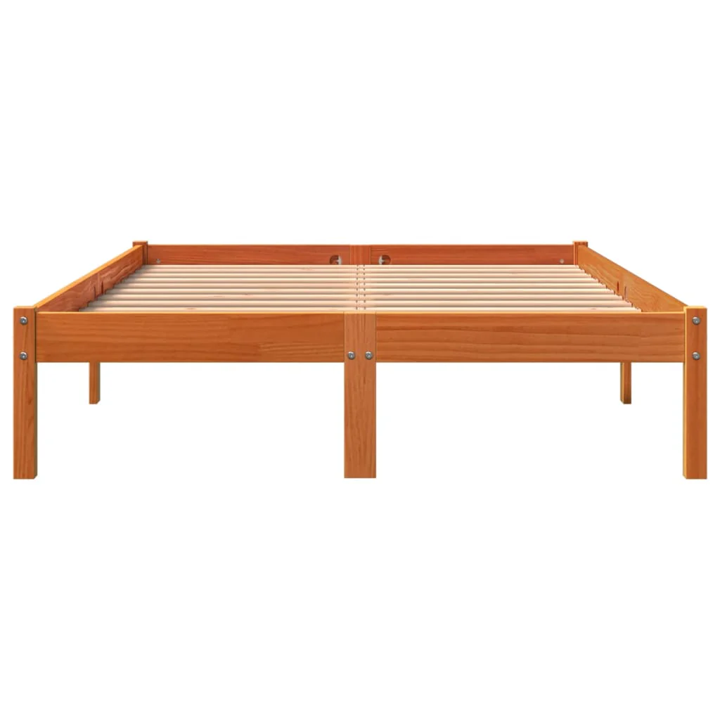 sengeramme uden madras 120x200 cm massivt fyrretræ gyldenbrun - Image 4