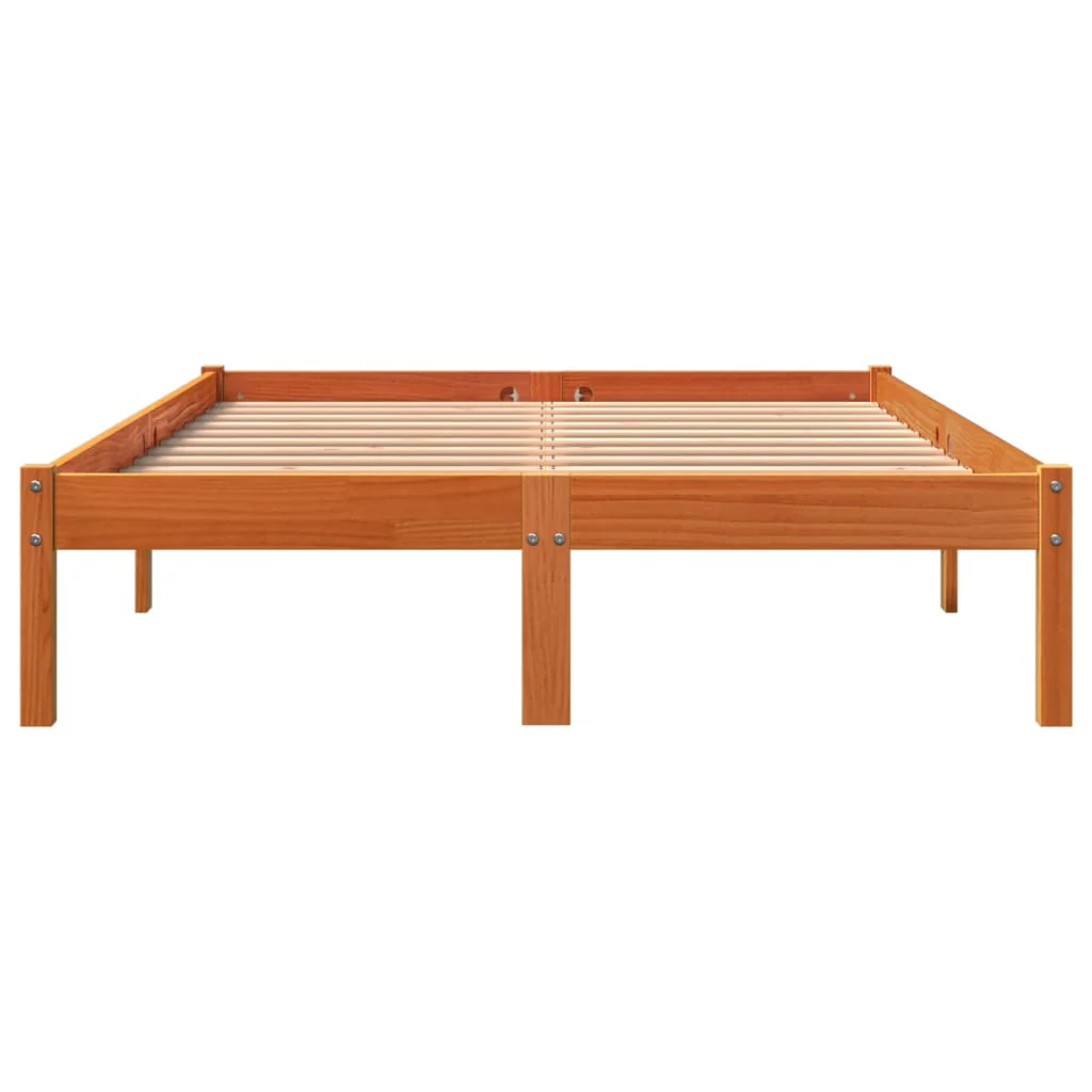 sengeramme uden madras 140x190 cm massivt fyrretræ gyldenbrun - Image 4