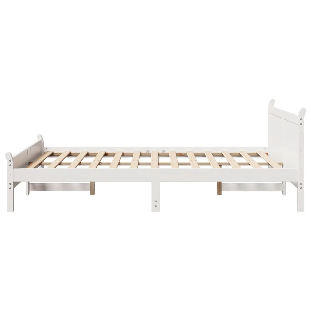 sengeramme uden madras 140x200 cm massivt fyrretræ hvid - Image 5