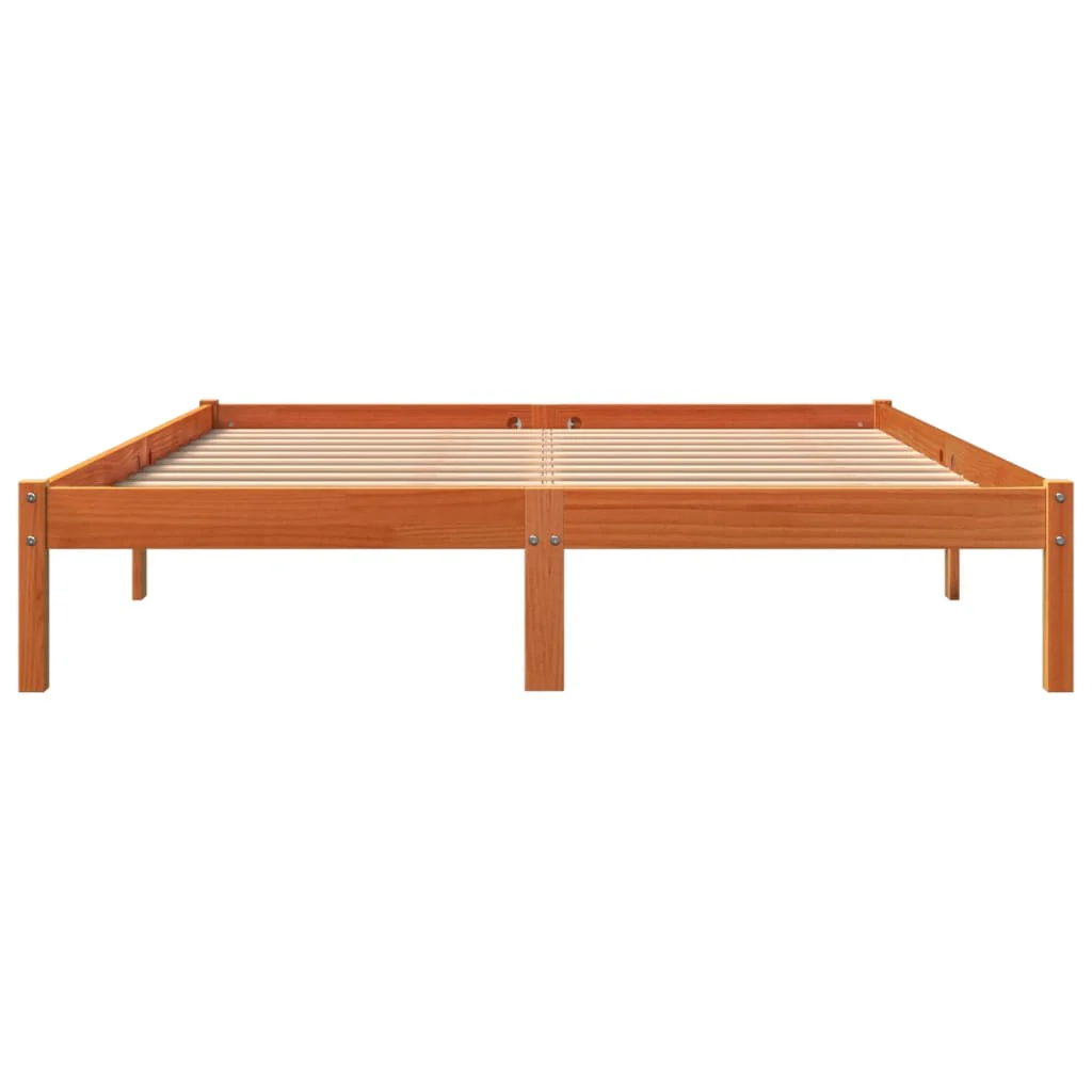 sengeramme uden madras 150x200 cm massivt fyrretræ gyldenbrun - Image 4