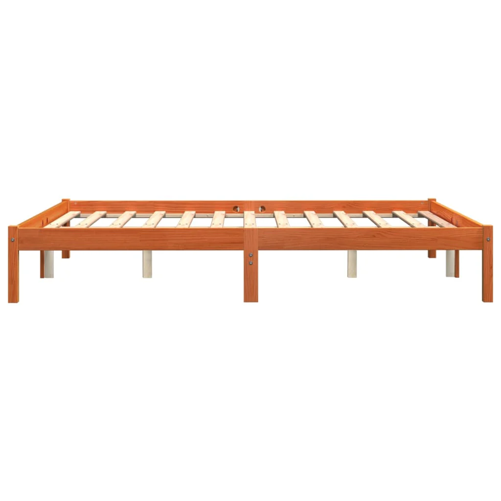 sengeramme uden madras 150x200 cm massivt fyrretræ gyldenbrun - Image 5