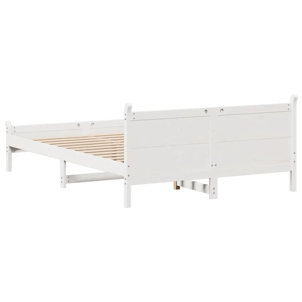 sengeramme uden madras 160x200 cm massivt fyrretræ hvid - Image 6