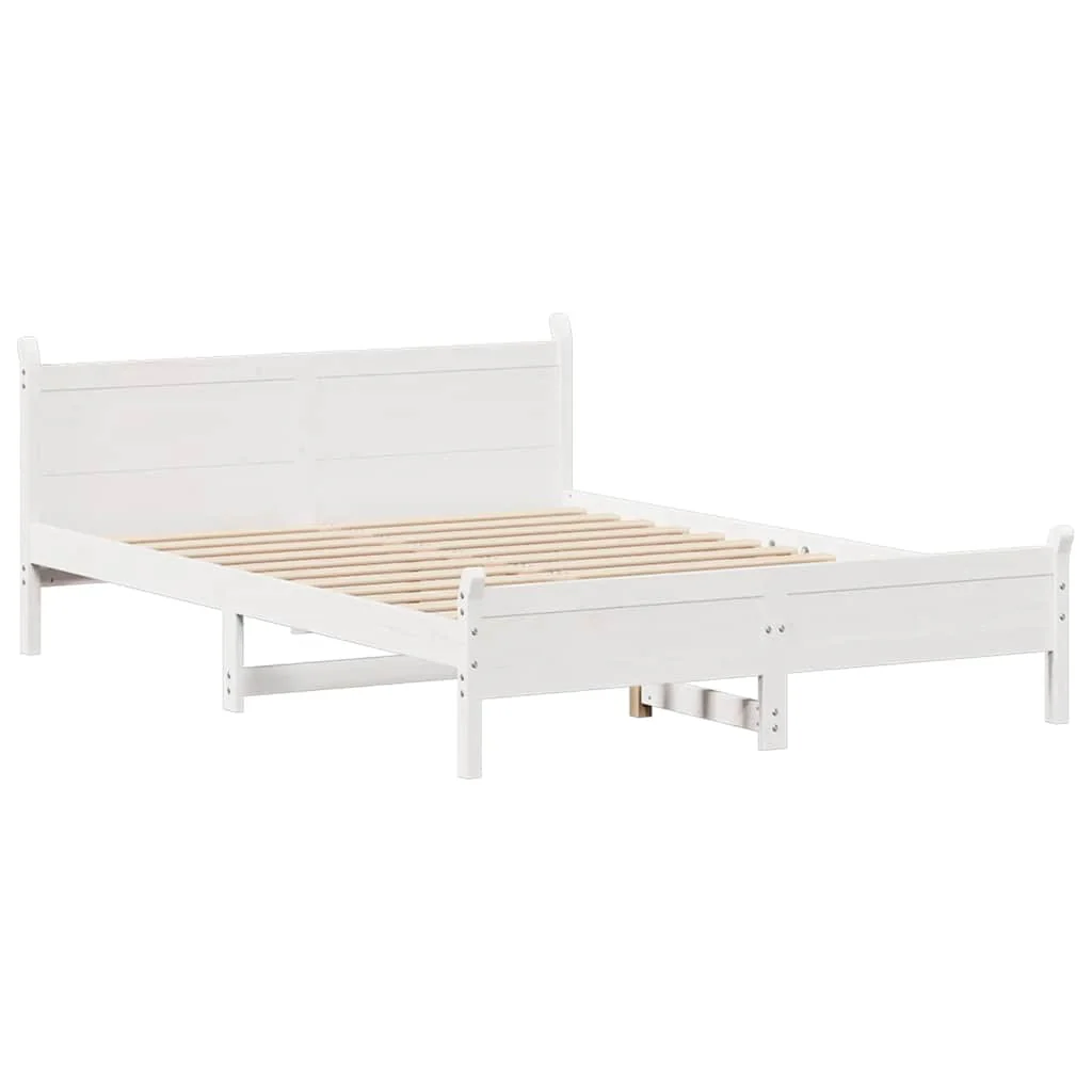 sengeramme uden madras 160x200 cm massivt fyrretræ hvid - Image 5
