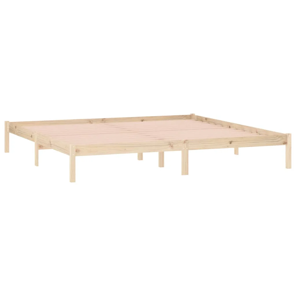 sengeramme uden madras 193x203 cm massivt fyrretræ - Image 3