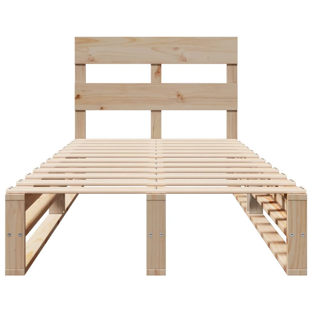 sengeramme uden madras 75x190 cm massivt fyrretræ - Image 4
