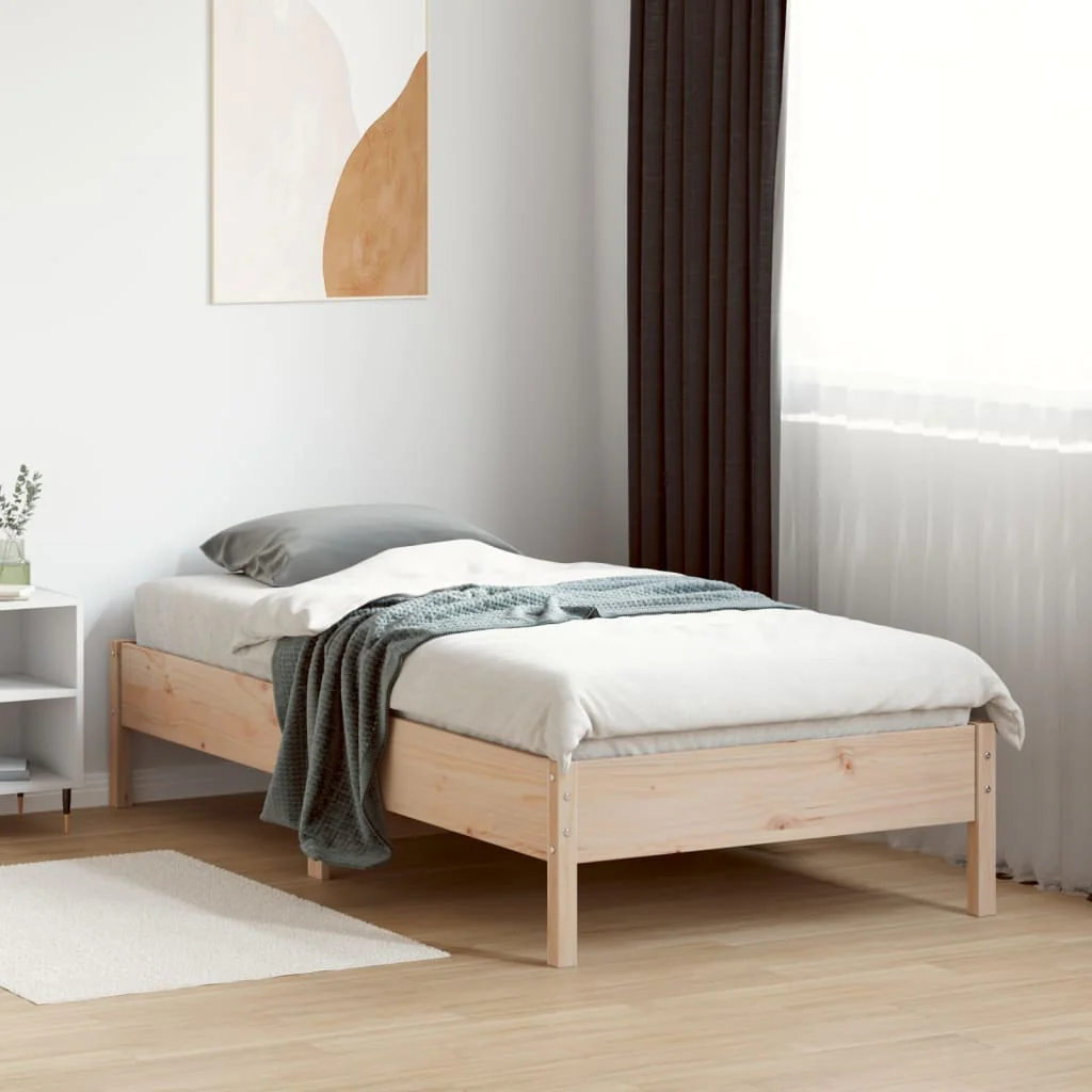 sengeramme uden madras 75x190 cm massivt fyrretræ - Image 3