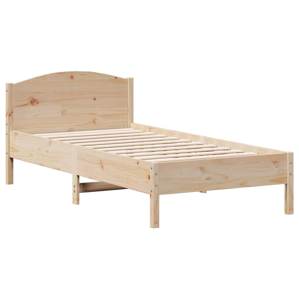 sengeramme uden madras 75x190 cm massivt fyrretræ - Image 2