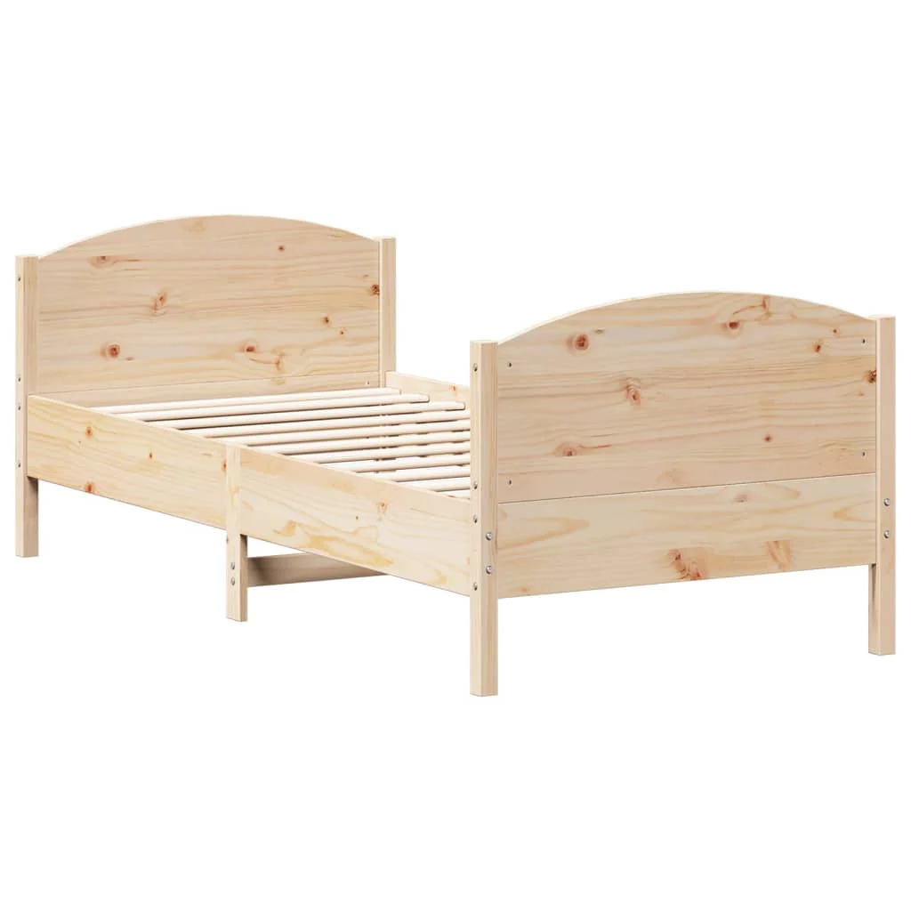 sengeramme uden madras 75x190 cm massivt fyrretræ - Image 6
