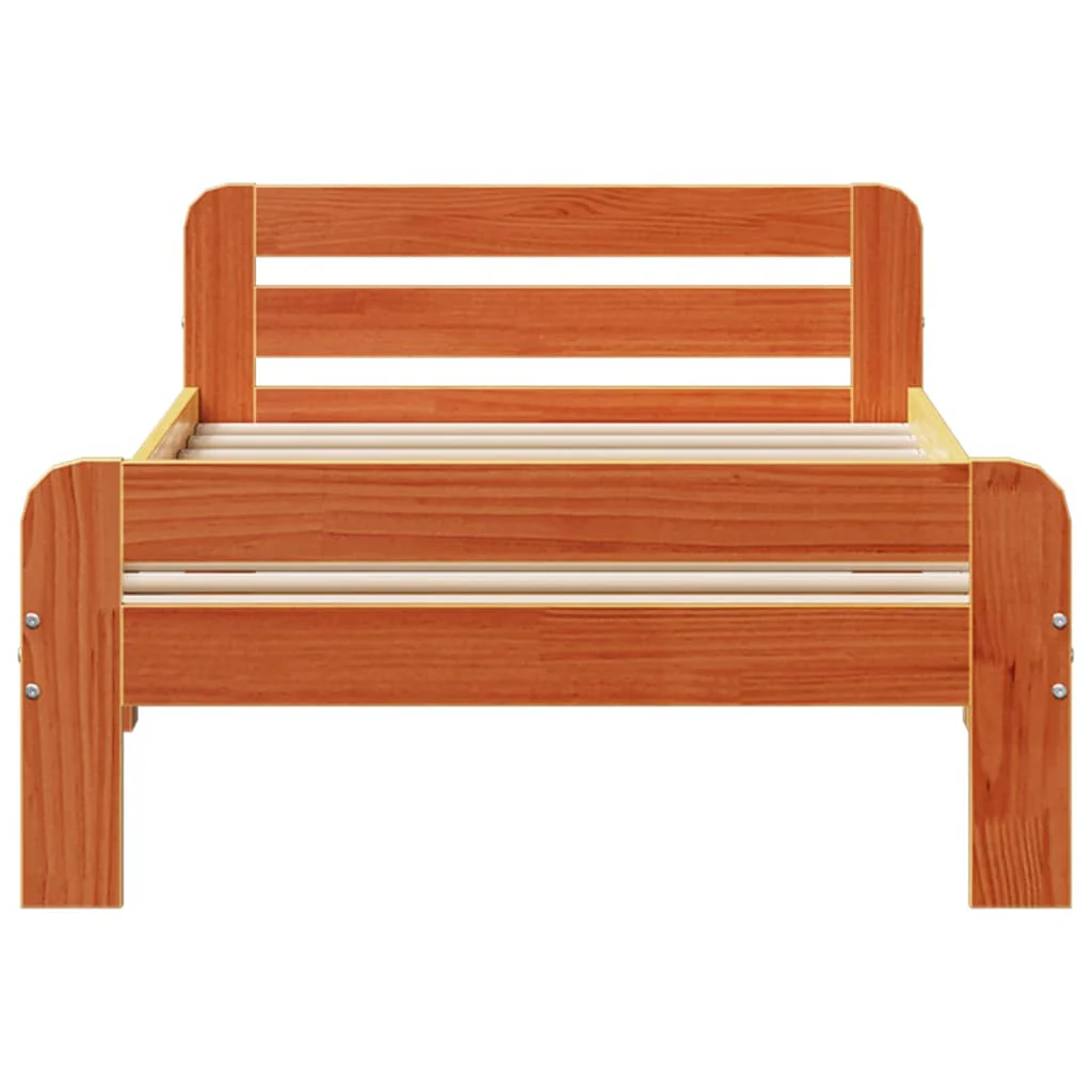 sengeramme uden madras 75x190 cm massivt fyrretræ gyldenbrun - Image 4