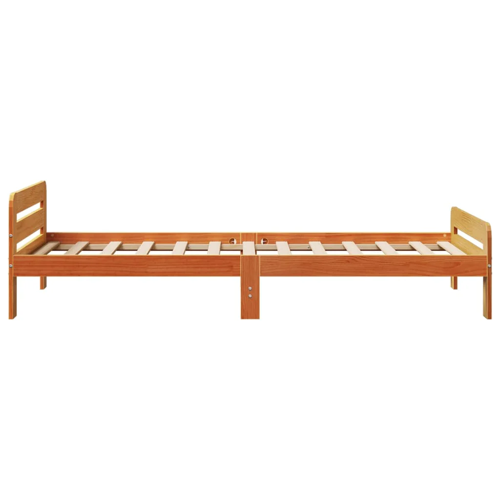 sengeramme uden madras 75x190 cm massivt fyrretræ gyldenbrun - Image 5