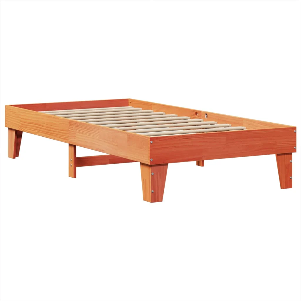 sengeramme uden madras 75x190 cm massivt fyrretræ gyldenbrun - Image 3