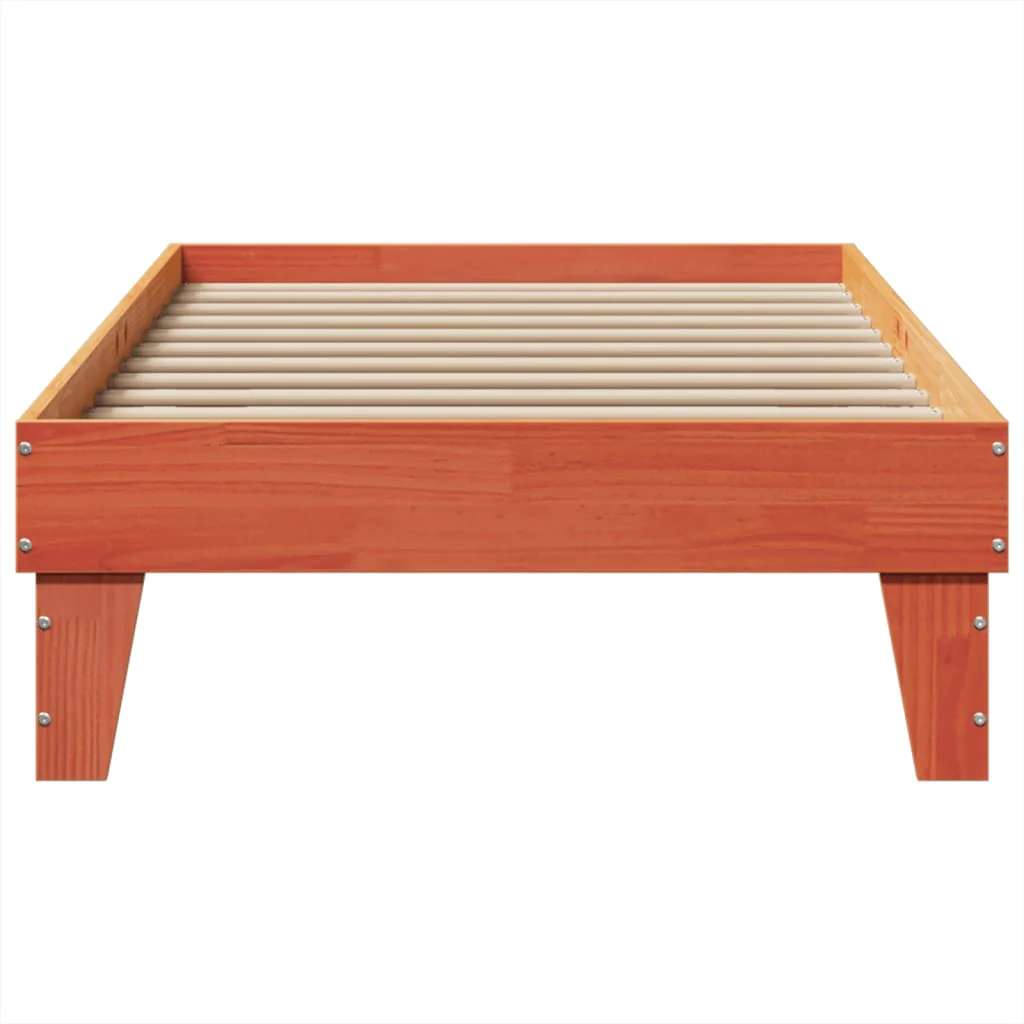sengeramme uden madras 75x190 cm massivt fyrretræ gyldenbrun - Image 4