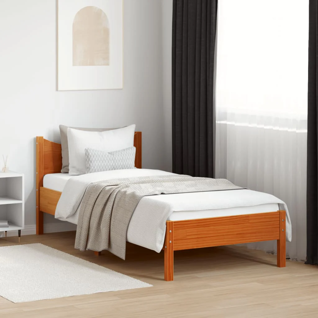 sengeramme uden madras 75x190 cm massivt fyrretræ gyldenbrun