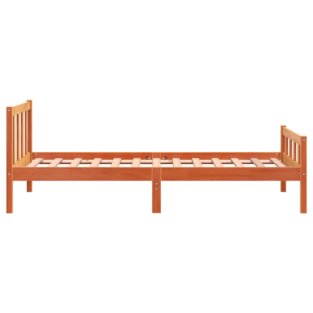 sengeramme uden madras 75x190 cm massivt fyrretræ gyldenbrun - Image 5
