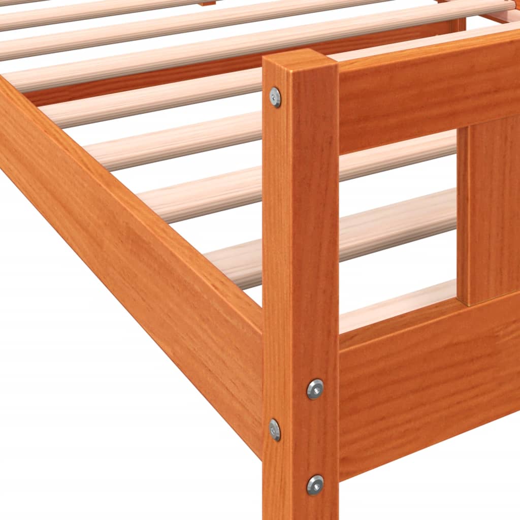 sengeramme uden madras 75x190 cm massivt fyrretræ gyldenbrun - Image 7