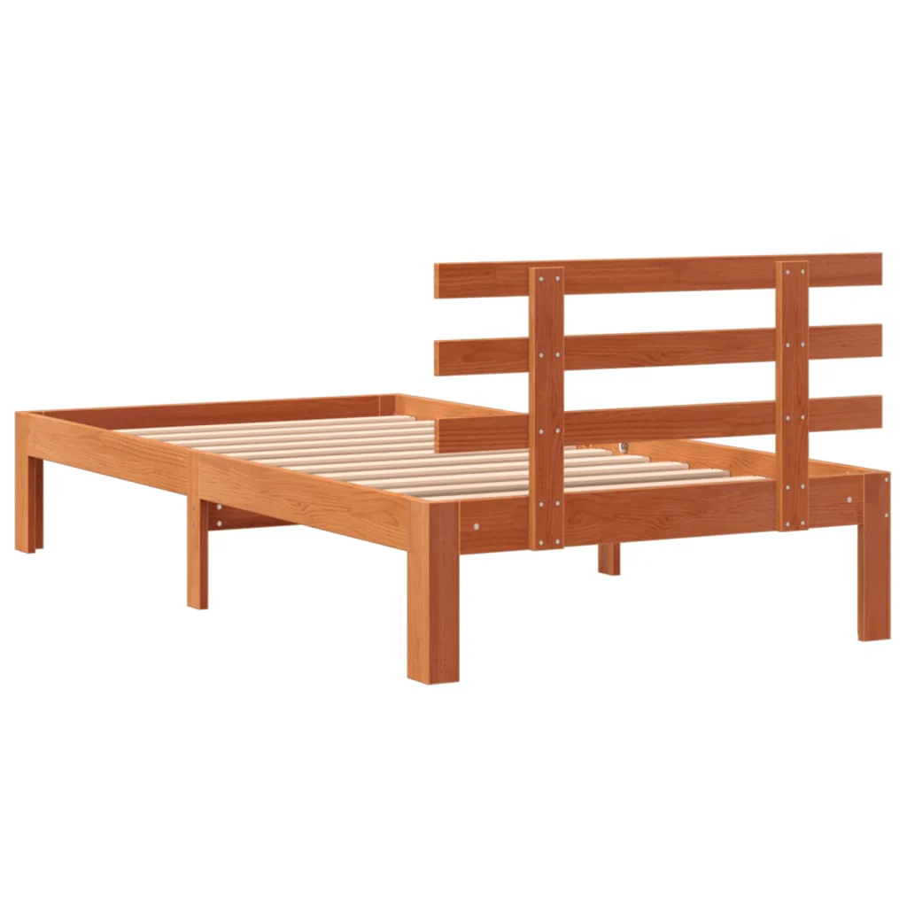 sengeramme uden madras 75x190 cm massivt fyrretræ gyldenbrun - Image 6