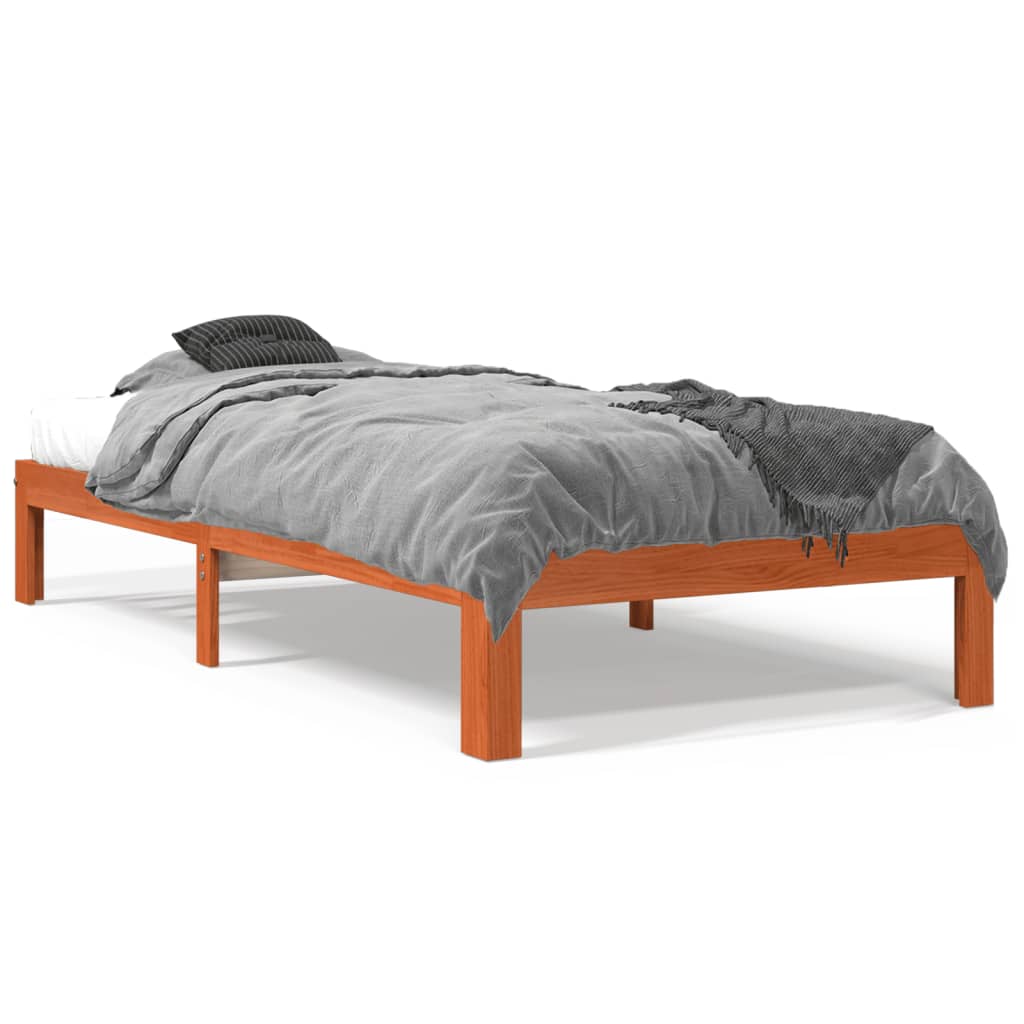 sengeramme uden madras 75x190 cm massivt fyrretræ gyldenbrun - Image 2