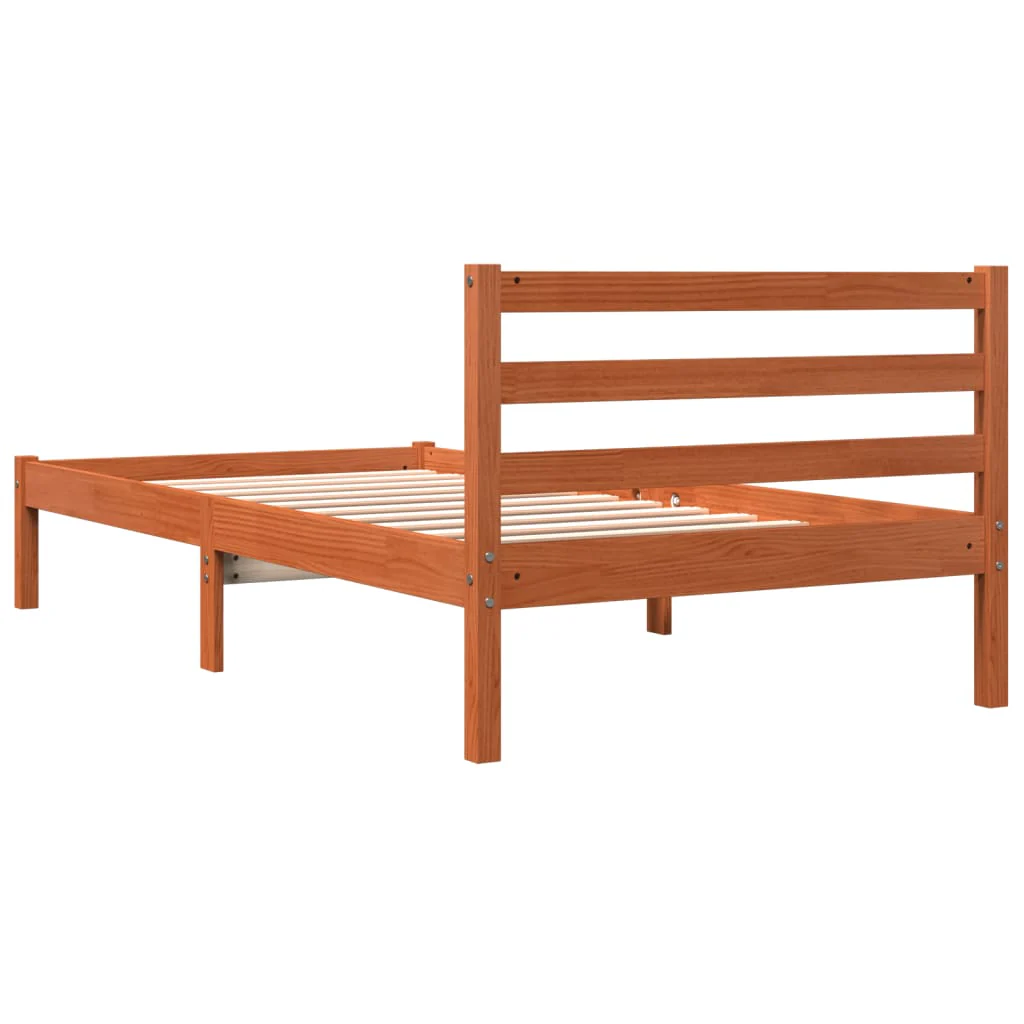 sengeramme uden madras 75x190 cm massivt fyrretræ gyldenbrun - Image 6