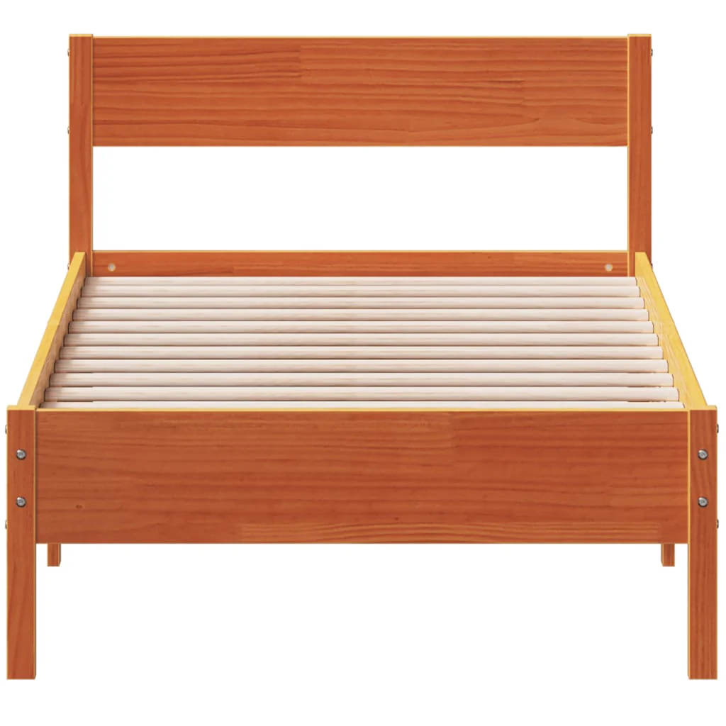 sengeramme uden madras 75x190 cm massivt fyrretræ gyldenbrun - Image 4