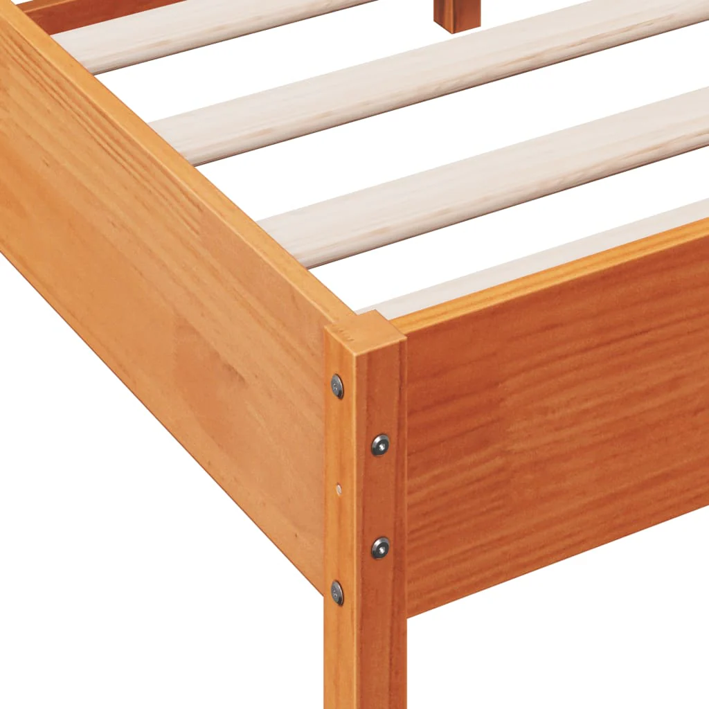 sengeramme uden madras 75x190 cm massivt fyrretræ gyldenbrun - Image 7