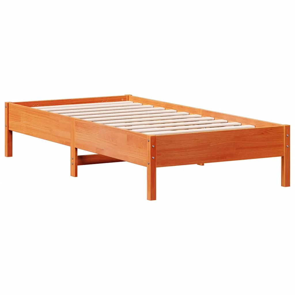 sengeramme uden madras 75x190 cm massivt fyrretræ gyldenbrun - Image 2