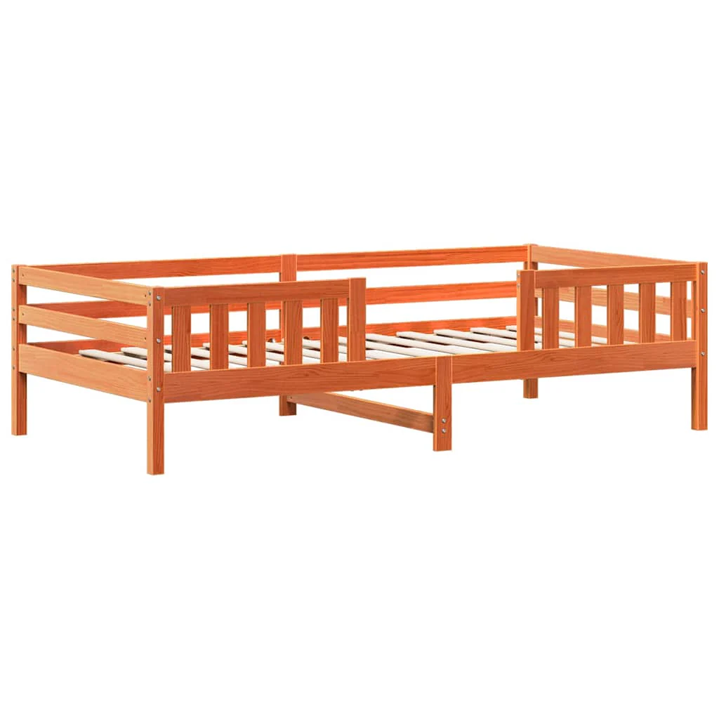 sengeramme uden madras 75x190 cm massivt fyrretræ gyldenbrun - Image 2