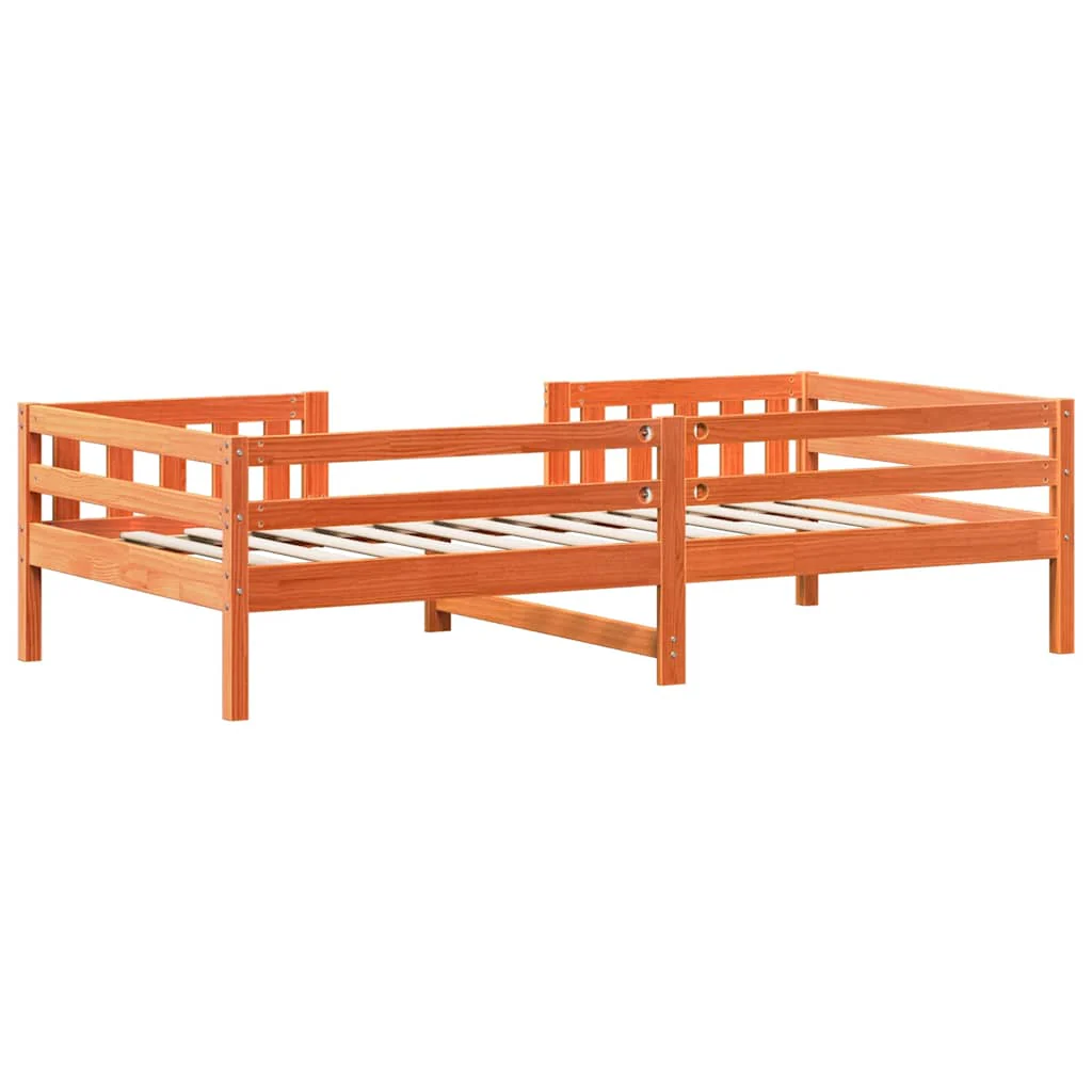 sengeramme uden madras 75x190 cm massivt fyrretræ gyldenbrun - Image 5