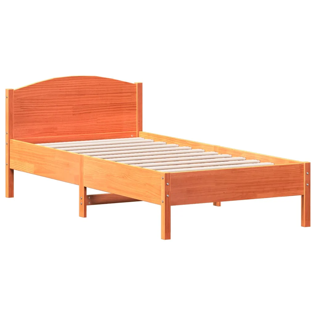 sengeramme uden madras 75x190 cm massivt fyrretræ gyldenbrun - Image 2