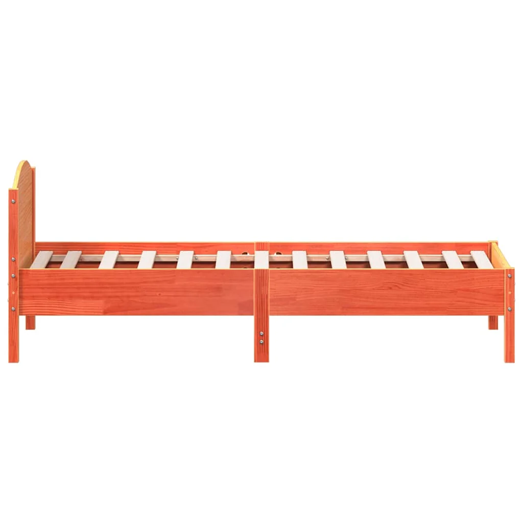 sengeramme uden madras 75x190 cm massivt fyrretræ gyldenbrun - Image 5