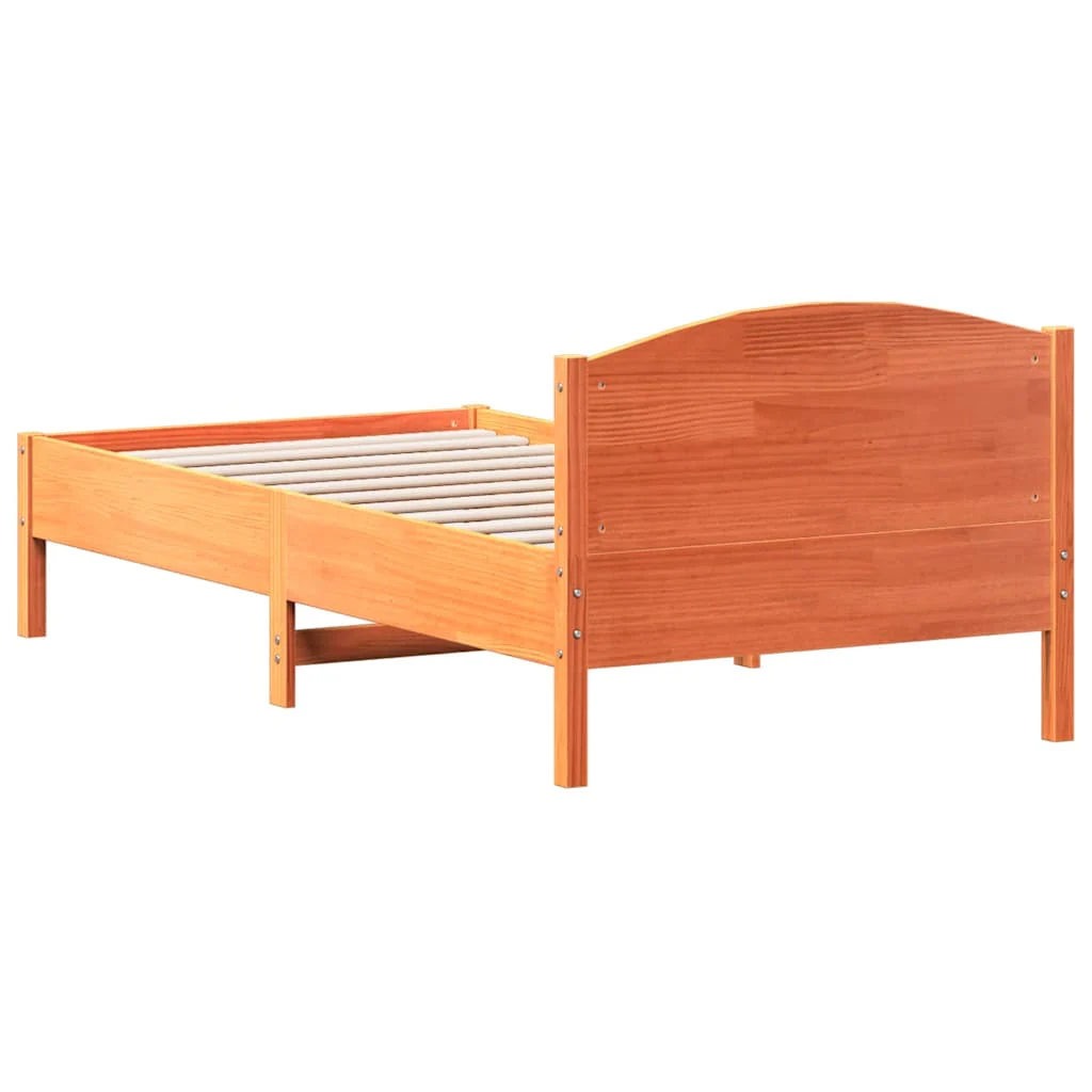 sengeramme uden madras 75x190 cm massivt fyrretræ gyldenbrun - Image 6