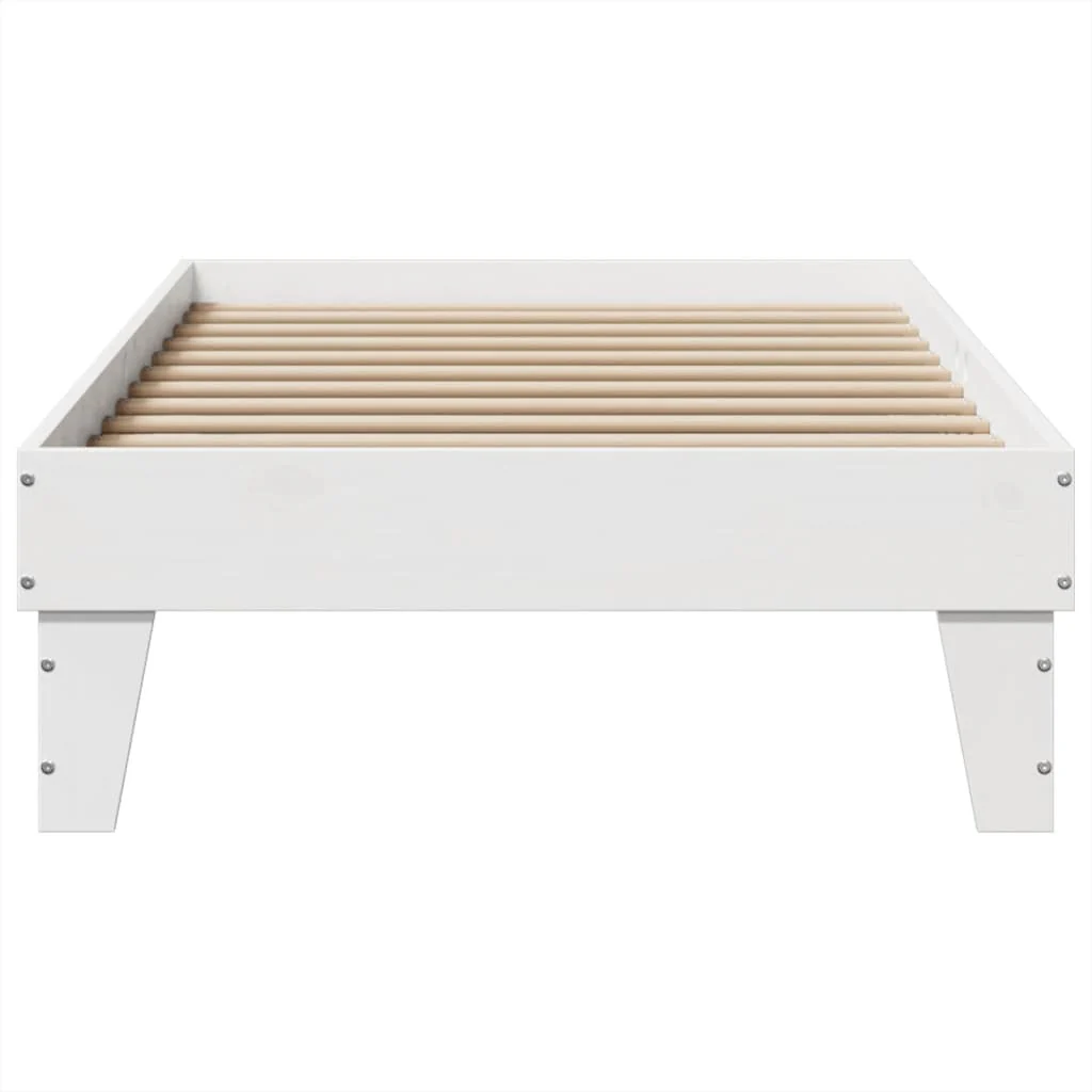sengeramme uden madras 75x190 cm massivt fyrretræ hvid - Image 4