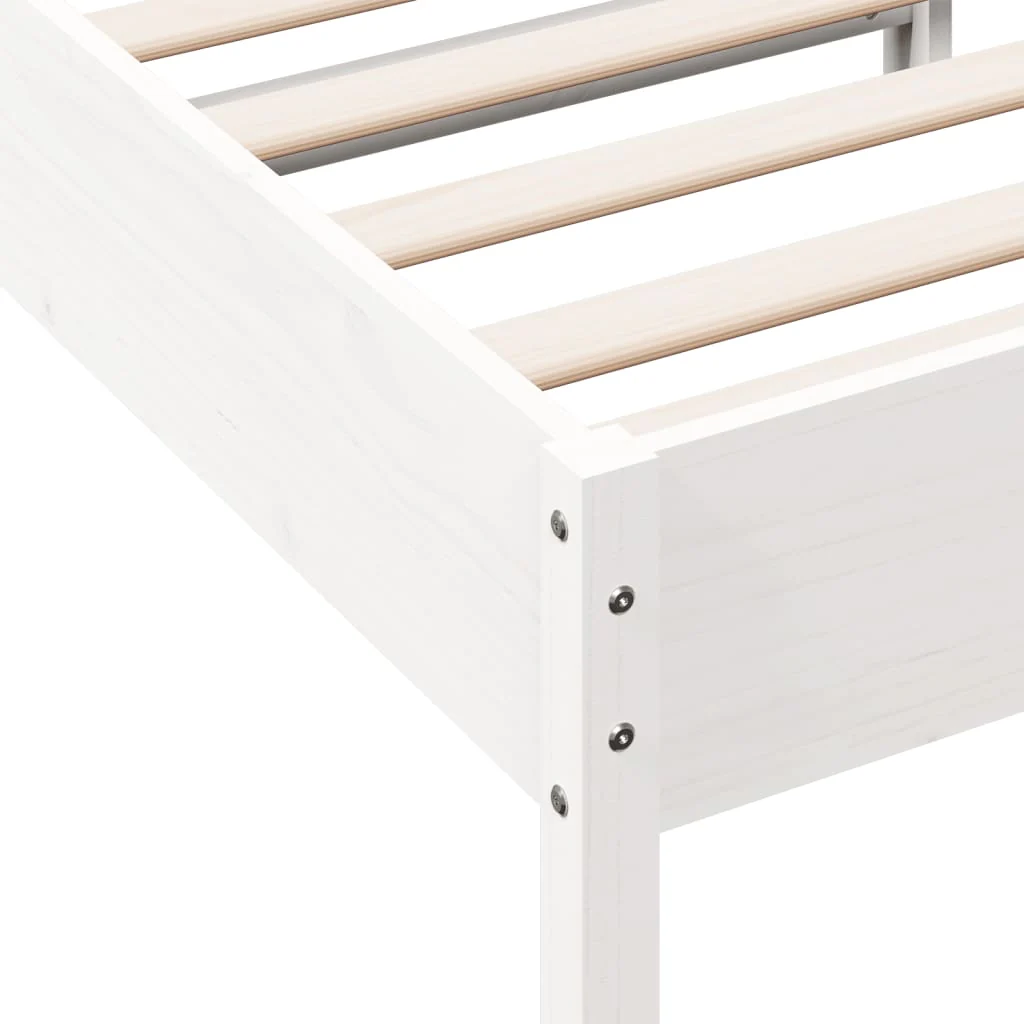 sengeramme uden madras 75x190 cm massivt fyrretræ hvid - Image 7