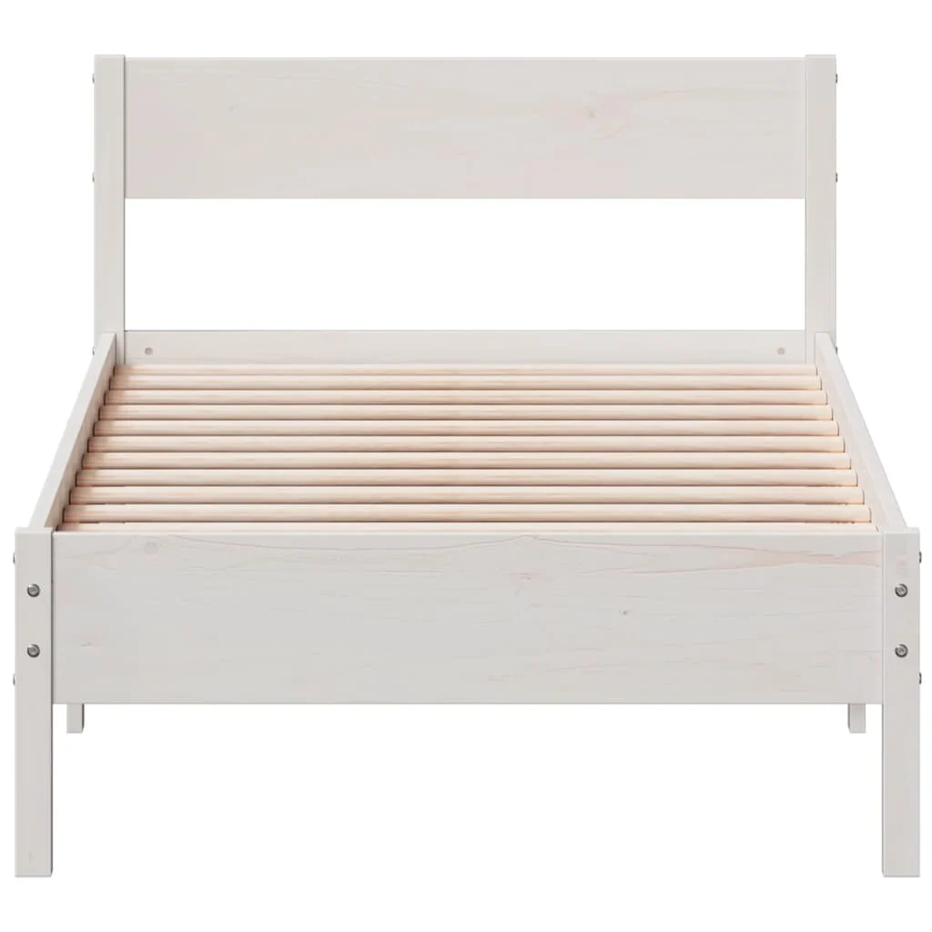 sengeramme uden madras 75x190 cm massivt fyrretræ hvid - Image 4