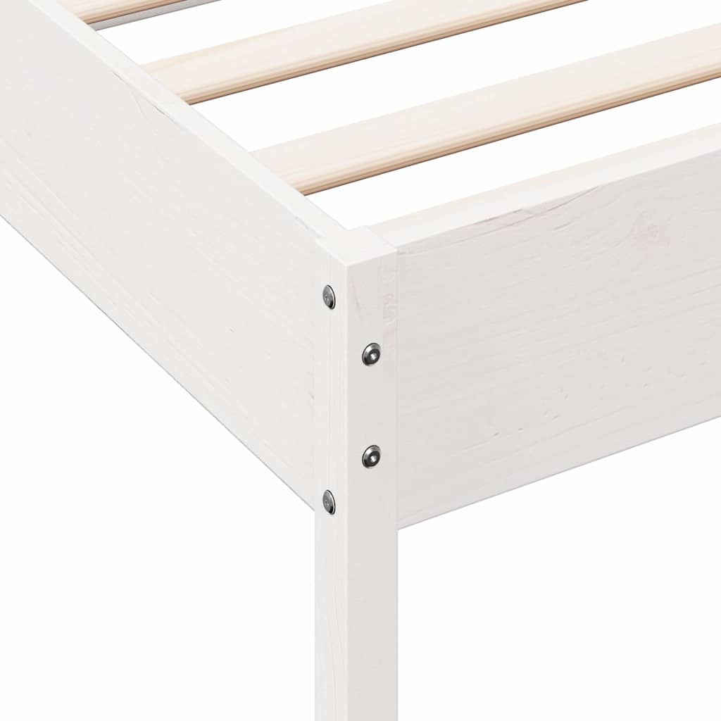 sengeramme uden madras 75x190 cm massivt fyrretræ hvid - Image 7