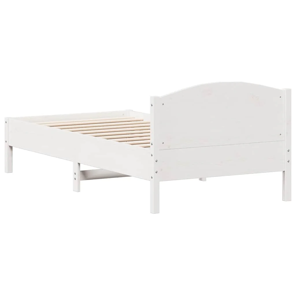 sengeramme uden madras 75x190 cm massivt fyrretræ hvid - Image 6