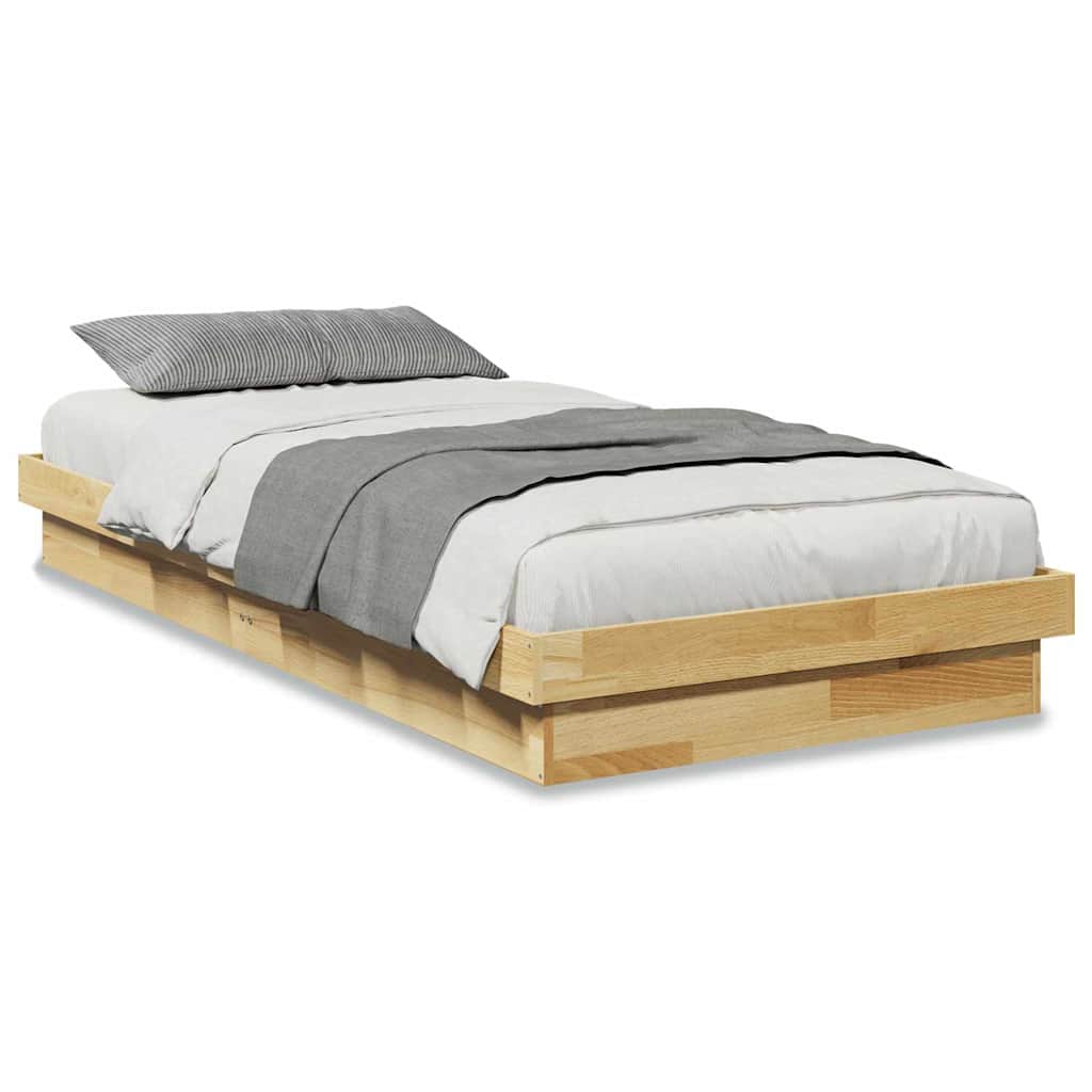 Sengeramme uden madras 75x190 cm Massivt træ Eg - Image 2