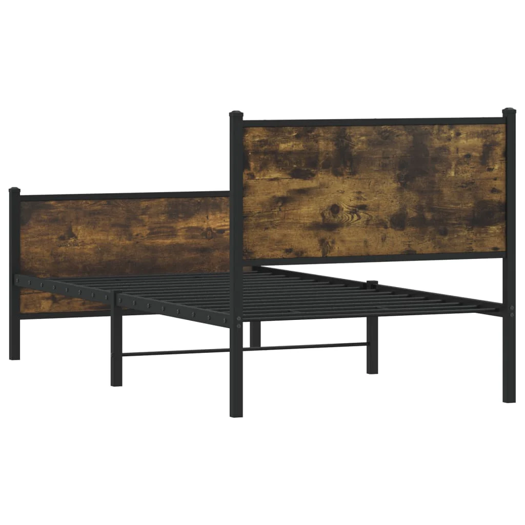 sengeramme uden madras 75x190 cm metal røget egetræsfarve - Image 7