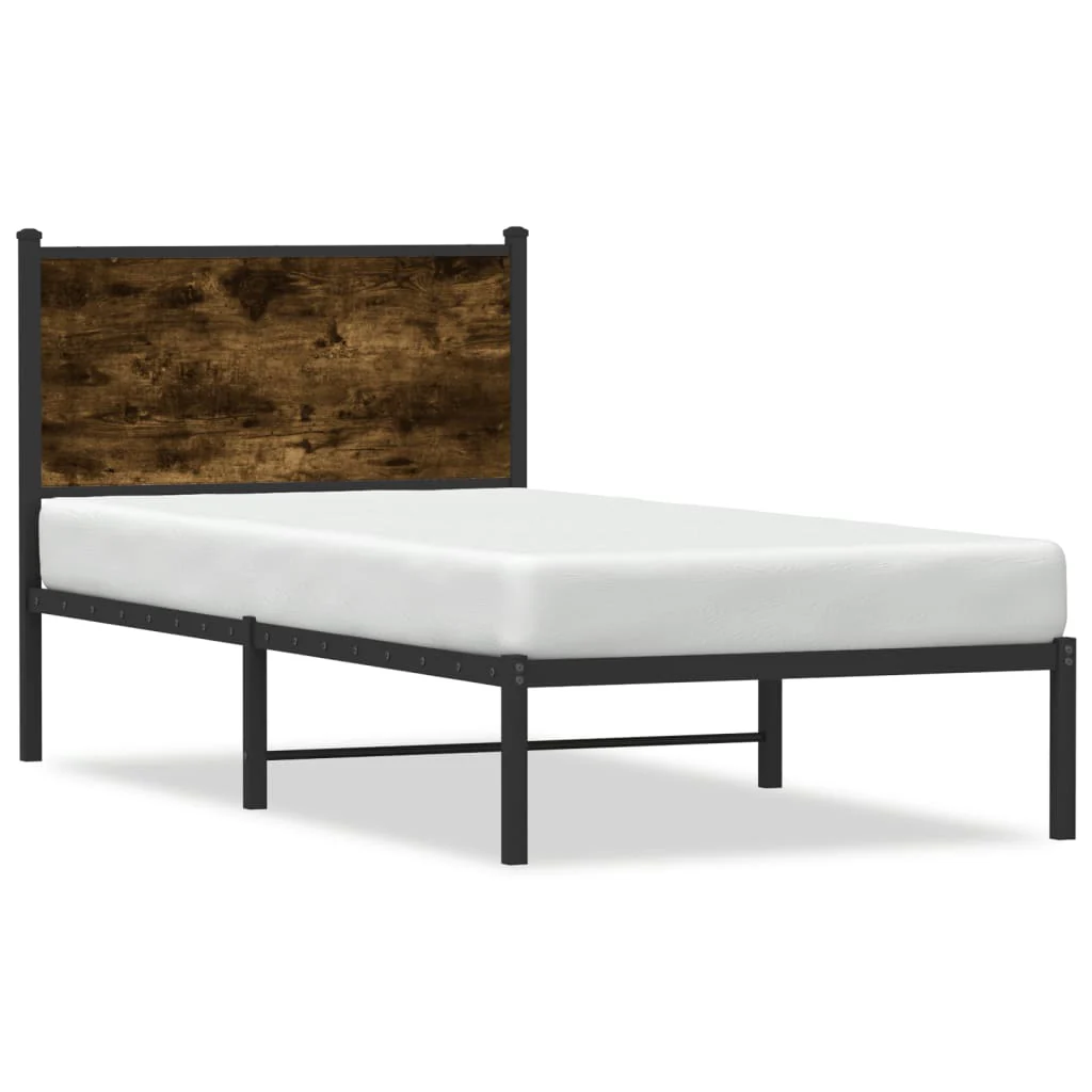 sengeramme uden madras 75x190 cm metal røget egetræsfarve - Image 2