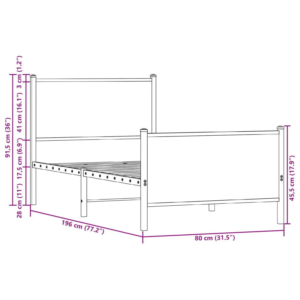 sengeramme uden madras 75x190 cm metal sonoma-eg - Image 9