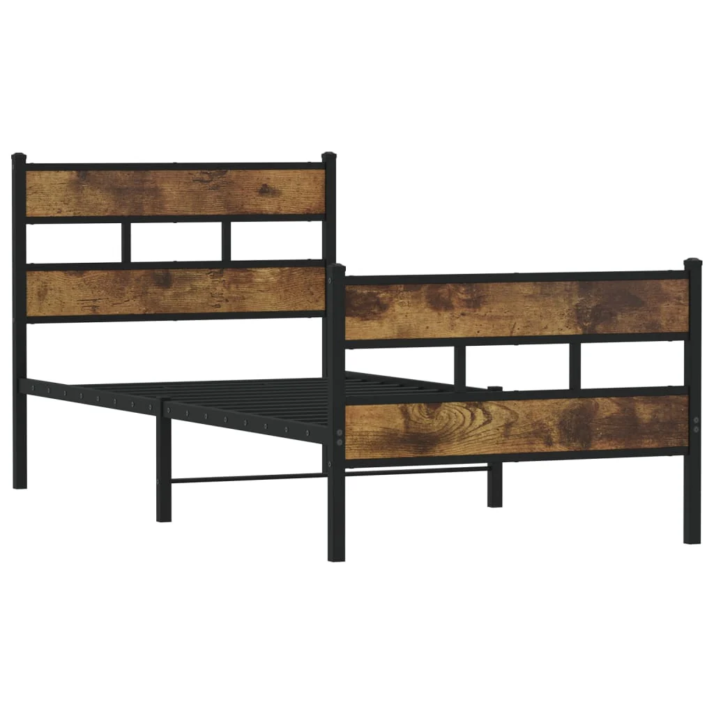 sengeramme uden madras 80x200 cm metal røget egetræsfarve - Image 3