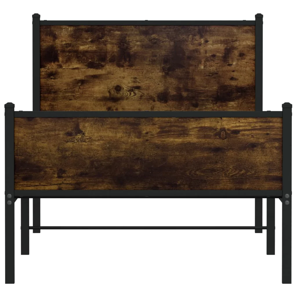 sengeramme uden madras 80x200 cm metal røget egetræsfarve - Image 5