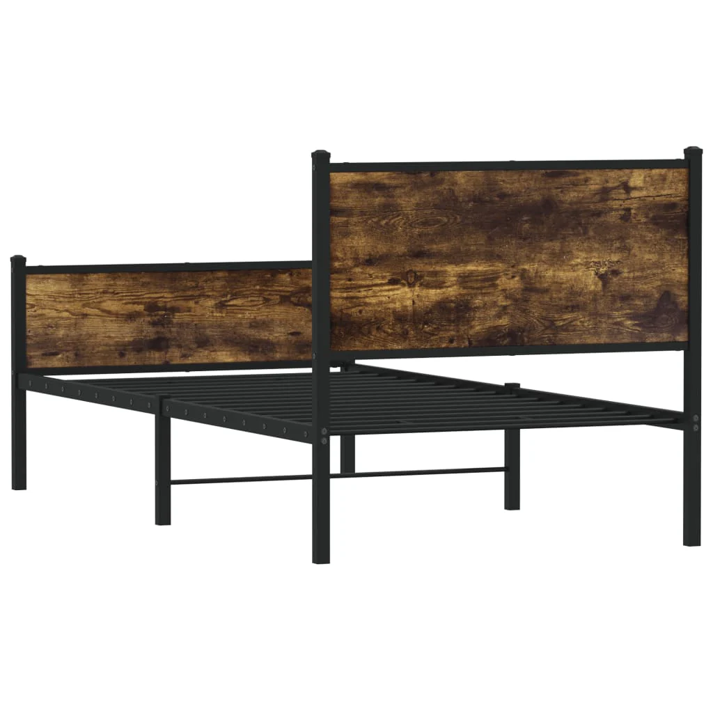 sengeramme uden madras 80x200 cm metal røget egetræsfarve - Image 7